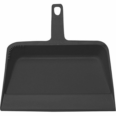 Genuine Joe Heavy-duty Plastic Dust Pan - 12" Wide - Plastic - Black - 1 Each