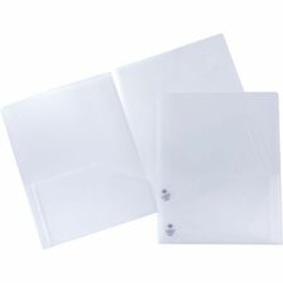 Business Source 78498 Letter Pocket Folder - 8 1/2" x 11" - 60 Sheets Capacity - 2 Pocket(s) - Poly - Clear - 5 / Pack