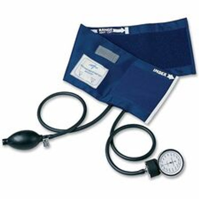 Medline Handheld Aneroid Sphygmomanometers - For Blood Pressure - Latex-free - Blue - Adult - Polyvinyl Chloride (PVC) - 1 Each