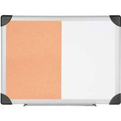 Lorell Combo Dry-Erase/Cork Board - 18" Board Height x 24" Board Width - Natural Cork Surface - Self-healing - Aluminum Frame - 1 Each