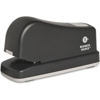 Business Source Electric Stapler - Staples Upto 20 Sheet of 20lb Paper - Holds Upto 210 Staple - Full Strip - Staple Size: 0.25" - 0.37" Throat Depth - Black, Putty - 1 Each