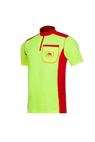 T-shirt technique manches courtes 397A Jaune Fluo/Rouge