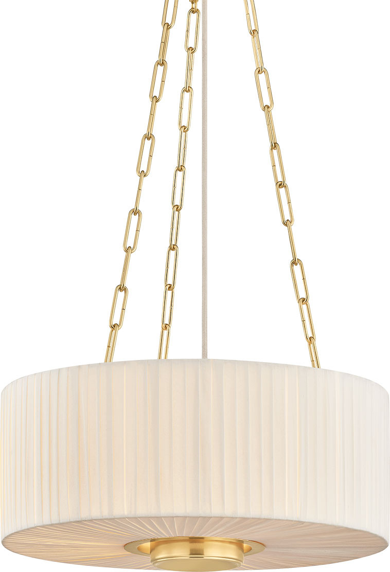 Hudson Valley Lighting 2703-AGB Camby Modern Aged Brass Drum Pendant Light  - HUD-2703-AGB, image size:873x1280
