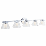 Abra 20129WV-CH Cone Modern Chrome LED 5-Light Vanity Light Fixture