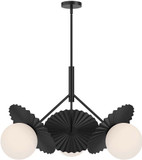 Alora Mood CH501334MBOP Plume Modern Matte Black 23" Mini Lighting Chandelier