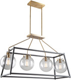 Artcraft AC11604VB Bridgetown Modern Black and Harvest Brass Kitchen Island Light Fixture
