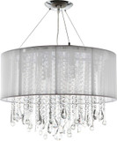 Avenue Lighting HF1500-WHT Beverly Dr. White Silk String Finish 20" Tall Halogen Drum Hanging Pendant Lighting