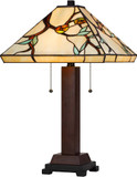Cal BO-3101TB Tiffany Dark Bronze / Wood Table Top Lamp