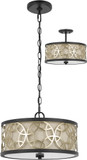 Cal FX-3661-2 Carmel Rust / Antique Brass Drum Pendant Lighting / Ceiling Light Fixture