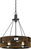 Cal FX-3670-3 Bradford Modern Smoky Wood Drum Hanging Light Fixture