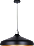 Canarm IPL1203A04BKG22 Holland Contemporary Matte Black and Gold Ceiling Pendant Light