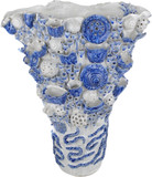 Currey & Company 1200-0967 Coral Reef Modern White / Blue Large Vase