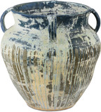 Currey & Company 2200-0064 Agrigento Contemporary Antique White / Blue Drip Planter