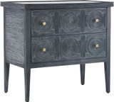 Currey & Company 3000-0217 Santos Contemporary Vintage Navy / Brushed Brass / Clear Navy Chest