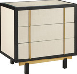Currey & Company 3000-0301 Deanna Contemporary Ivory / Black / Brushed Brass / Natural / Dusty Blue / Clear Nightstand