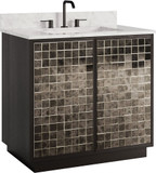 Currey & Company 3800-0013 Mosaico Modern Ebony / Natural / White / Antique Mirror Vanity with Rectangular Undermount Sink