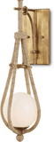 Currey & Company 5000-0211 Passageway Modern Natural Rope / Dorado Gold / Frosted Lighting Sconce