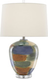 Currey & Company 6000-0613 Rainbow Contemporary Blue, Green, Sand, Rust and Clear Side Table Lamp