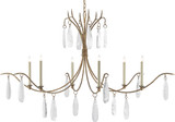 Currey & Company 9000-0545 Marshallia Crystal Rustic Gold and Faux Rock Crystal Chandelier Light