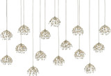Currey & Company 9000-0671 Crystal Bud Crystal Painted Silver and Silver Leaf Multi Pendant Light