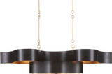 Currey & Company 9000-0853 Grand Lotus Modern Satin Black and Gold Leaf Kitchen Island Light