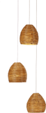 Currey & Company 9000-0999 Beehive Contemporary Natural Rattan / Silver Multi Lighting Pendant