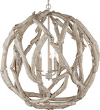 Currey & Company 9000-1133 Driftwood Contemporary Whitewashed Driftwood Pendant Lighting Fixture