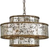 Currey & Company 9759 Fantine Contemporary Pyrite Bronze and Raj Mirror Pendant Lamp