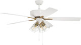 Craftmade P104WSB5-52WWOK Pro Plus Contemporary White / Satin Brass 52" Home Ceiling Fan