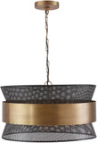Capital Lighting 330447PK Modern Patinaed Brass and Black Drum Ceiling Light Pendant