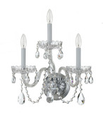 Crystorama 1033-CH-CL-MWP Traditional Crystal Polished Chrome 15 Inch Tall 3 Candle Wall Sconce