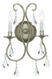Crystorama 5012-OS-CL-MWP Ashton 18 Inch Tall Olde Silver 2 Candle Wall Lighting