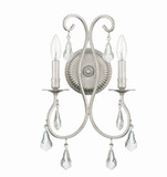 Crystorama 5012-OS-CL-MWP Ashton 18 Inch Tall Olde Silver 2 Candle Wall Lighting