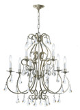 Crystorama 5019-OS-CL-MWP Ashton 25 Inch Diameter Large Old Silver Chandelier Lighting - 9 Candles