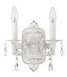 Crystorama 5022-AW-CL-MWP Sutton Antique White 2 Candle 15 Inch Tall Lamp Sconce - Clear Crystal