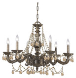 Crystorama 5026-VB-GT-MWP Sutton 6 Candle Venetian Bronze Golden Teak Crystal Chandelier Light