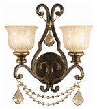 Crystorama 7502-BU-GT-MWP Norwalk Golden Teak Crystal Bronze Umber Finish 2 Lamp Sconce Light