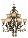 Crystorama 7509-BU-GT-MWP Norwalk Medium Golden Teak Crystal 34 Inch Diameter 9 Light Chandelier