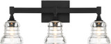 Crystorama GRG-1043-MK Gregory Modern Matte Black 3-Light Bathroom Sconce Lighting