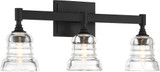 Crystorama GRG-1043-MK Gregory Modern Matte Black 3-Light Bathroom Sconce Lighting