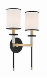 Crystorama HAT-472-BF-VG Hatfield Contemporary Black Forged and Vibrant Gold Sconce Lighting