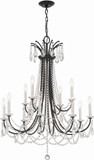 Crystorama KAR-90912-MK-CL-MWP Karrington Crystal Matte Black Chandelier Light