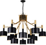CWI Lighting 1017P32-12-129-A Corna Modern Matte Black & Satin Gold Chandelier Light