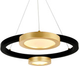 CWI Lighting 1215P20-2-625 Deux Lunes Contemporary Brass & Pearl Black LED 20" Drop Ceiling Lighting