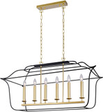 CWI 1223P36-6-602 Tudor Contemporary Satin Gold & Black Kitchen Island Lighting