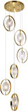 CWI 1224P21-6-625 Iris Modern Brass Halogen Multi Pendant Lighting Fixture