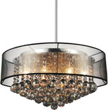 CWI Lighting 5062P24C (Smoke + B) Radiant Crystal Chrome 24" Drum Drop Lighting Fixture