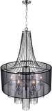 CWI Lighting 5475P20C-6 Black Amelia Contemporary Chrome Drum Drop Lighting Fixture