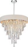 CWI 5523P22C (Off White) Franca Chrome Halogen 22" Drum Ceiling Light Pendant