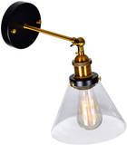 CWI Lighting 9735W7-1-101 Eustis Contemporary Black & Gold Brass Swing Arm Wall Lamp
